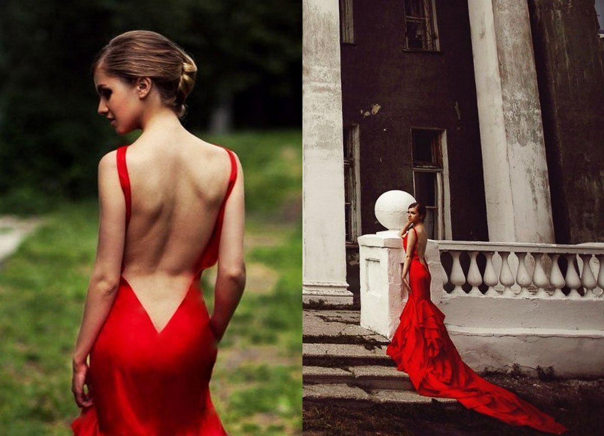 Худая жена в красном платье фото