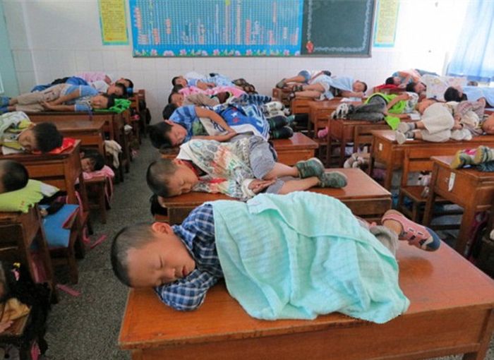 Полуденный сон в китайской школе (5 фото)