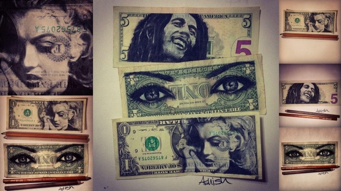 Удивительные портреты карандашом на долларах
