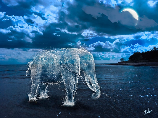 Вода и лед в цифровых работах художника