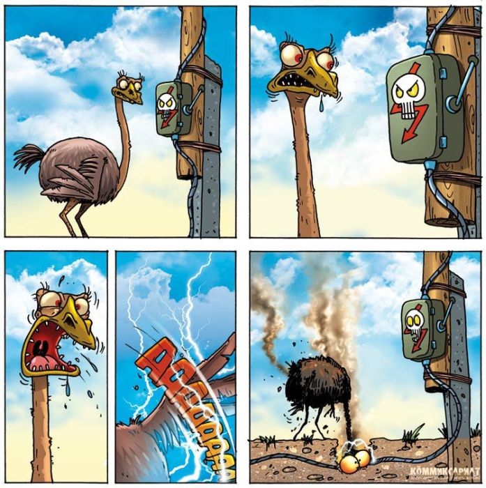 Коллекция смешных комиксов про страуса