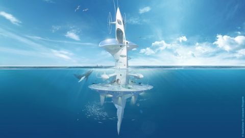 SeaOrbiter — первый вертикальный корабль на выставке в Йосу