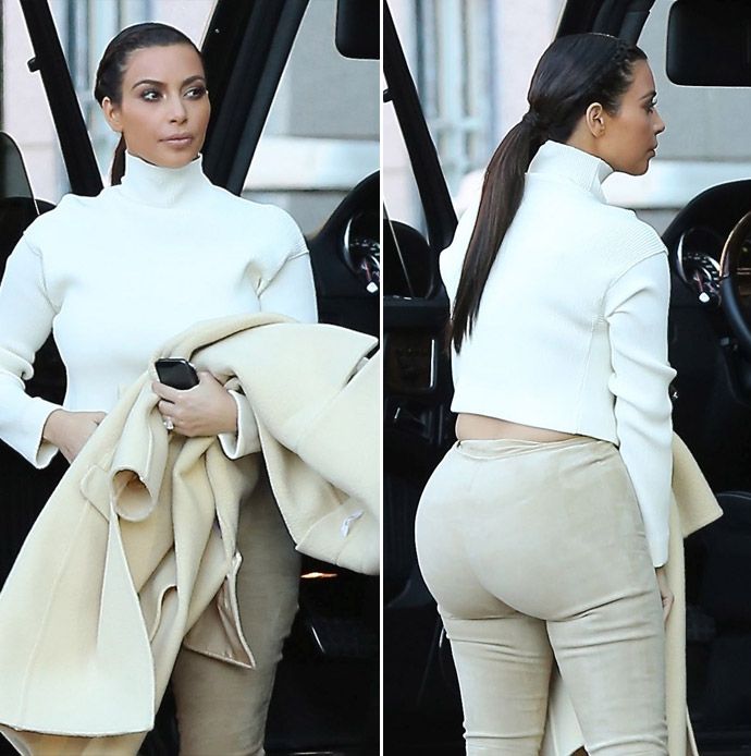 Ким Кардашьян втиснулась в очень узкие брюки