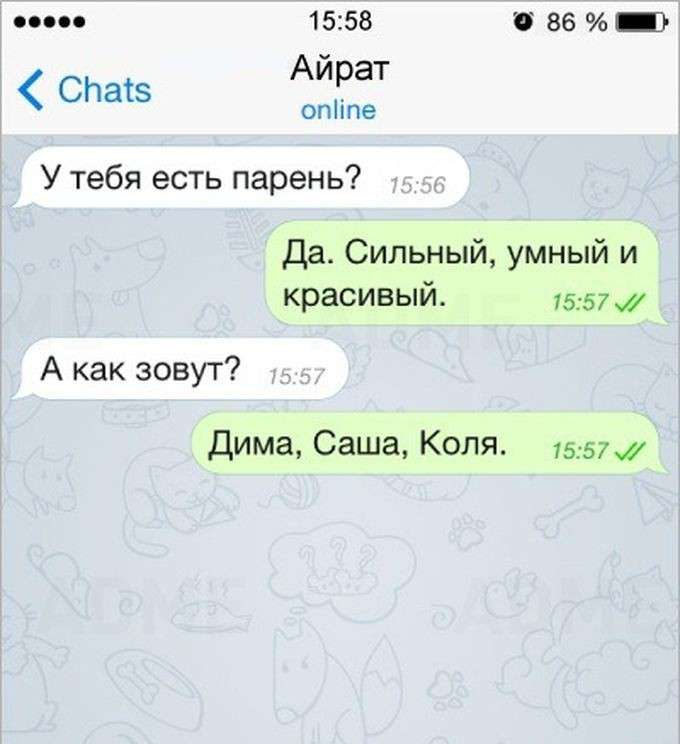 Диалог между колей и сашей