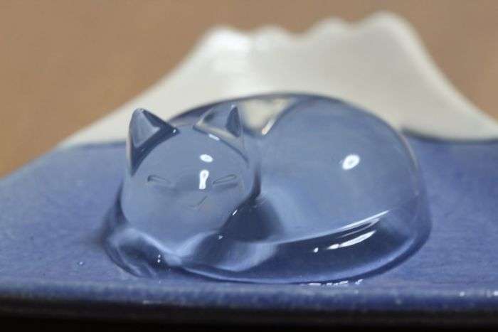 Удивительный водянистый торт-капля в форме кота
