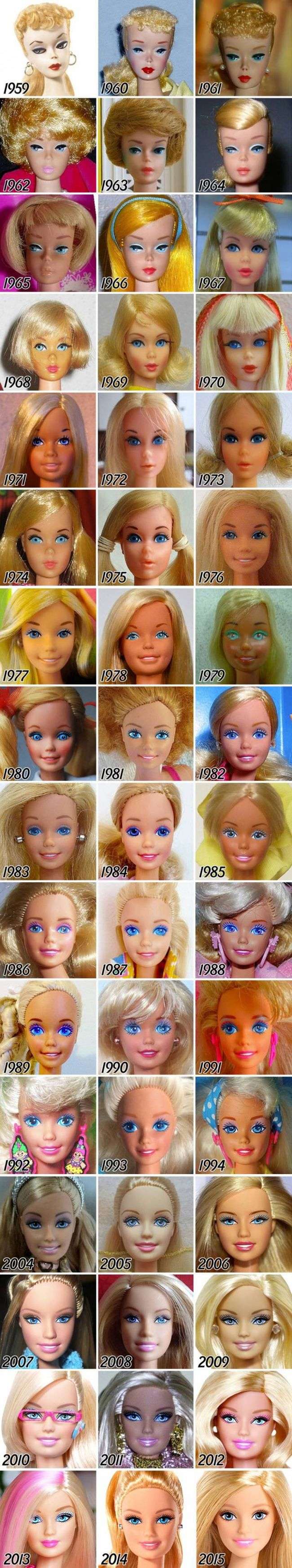 Как изменилась кукла Барби за 58 лет