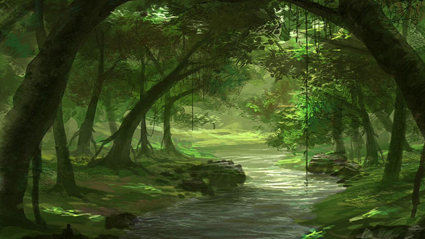 Река в лесу арт