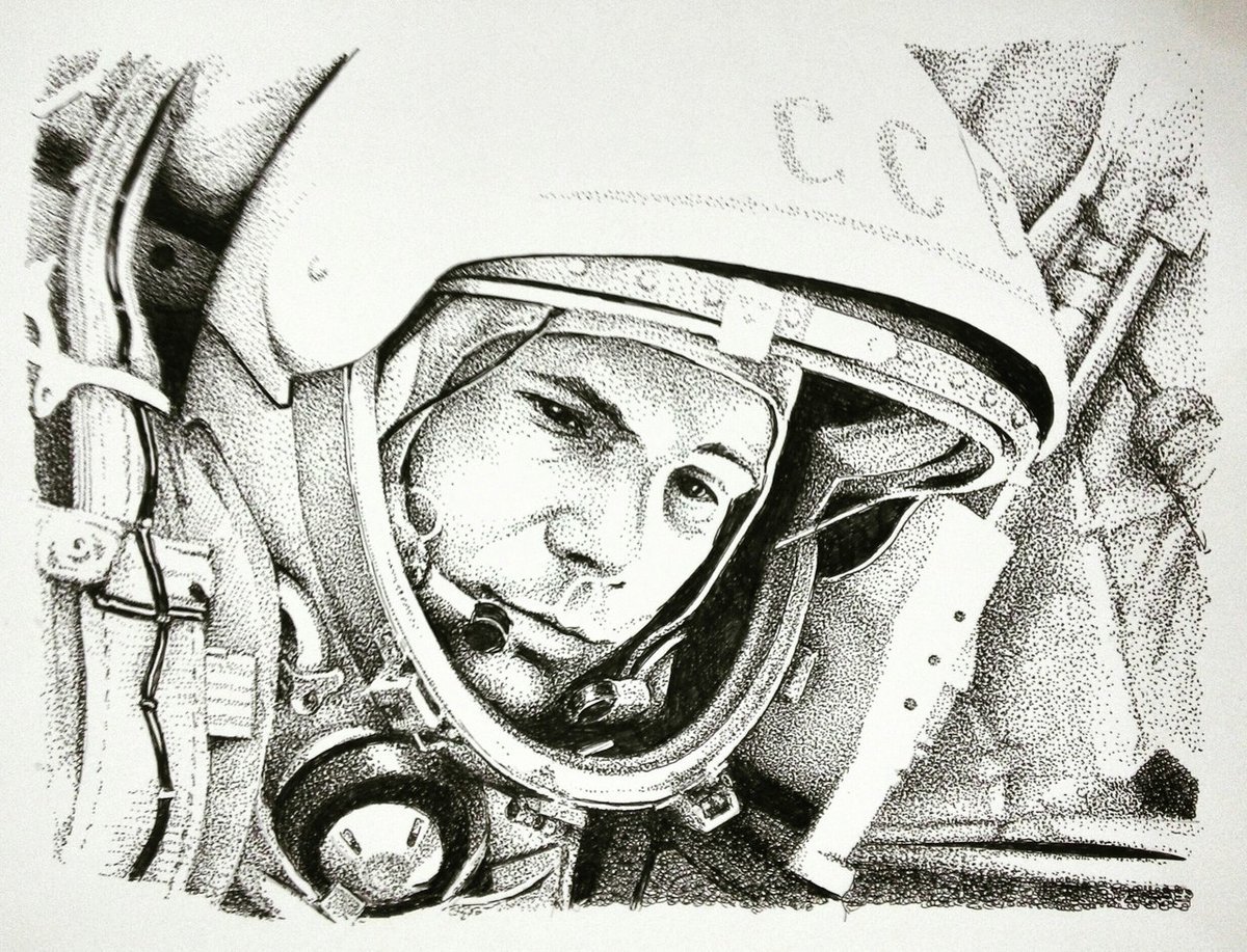 Юрий Гагарин портрет рисунок