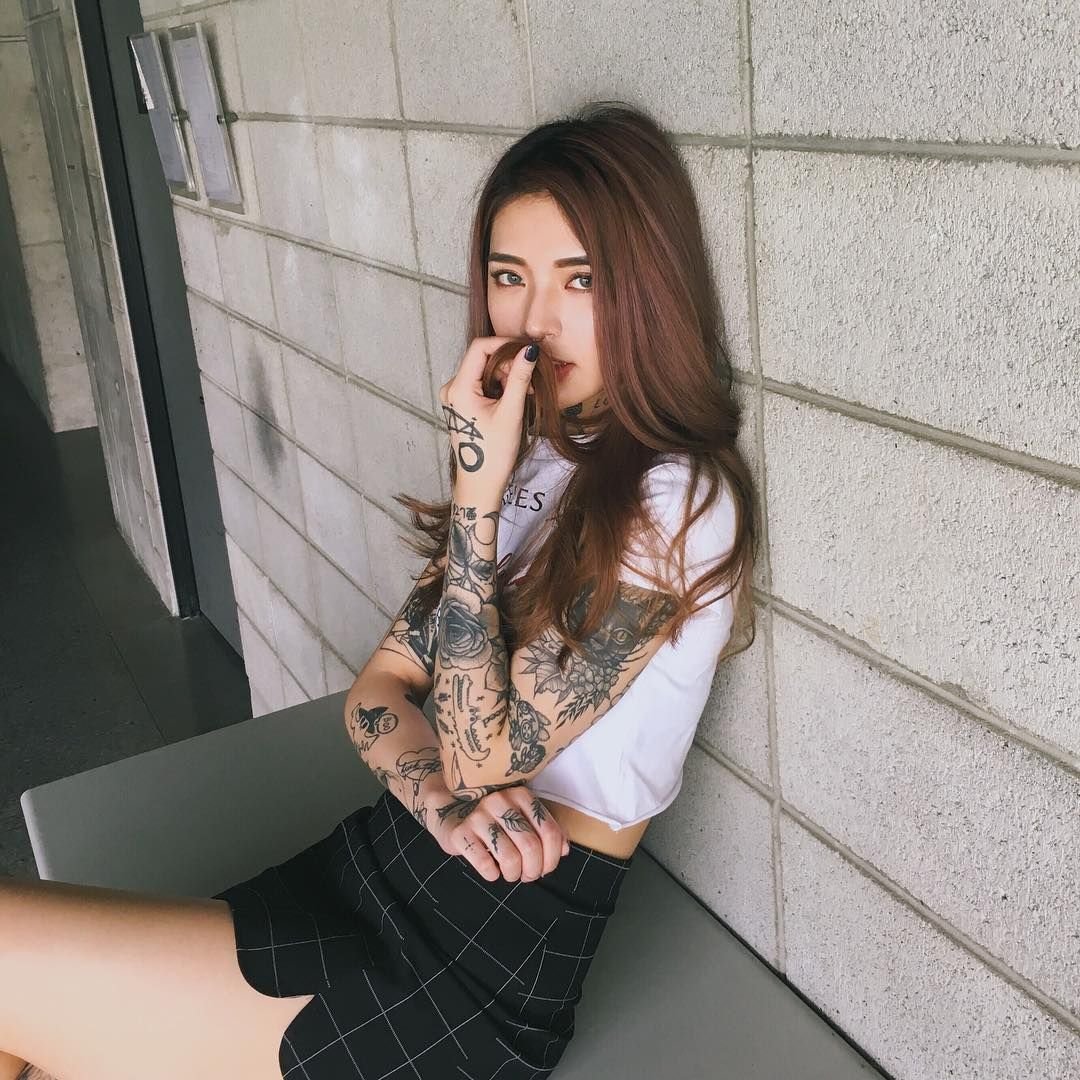 Cute asian tattooed girls