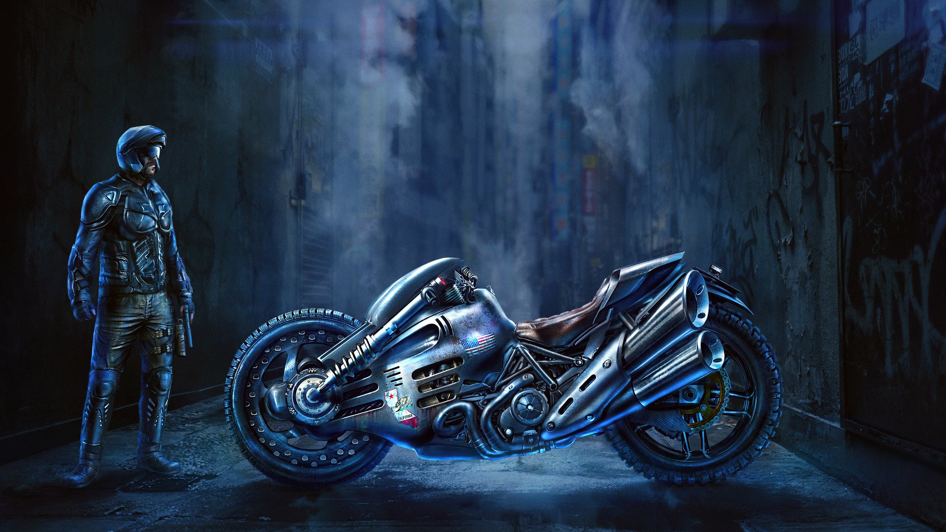 Cyberpunk motorcycle art фото 76