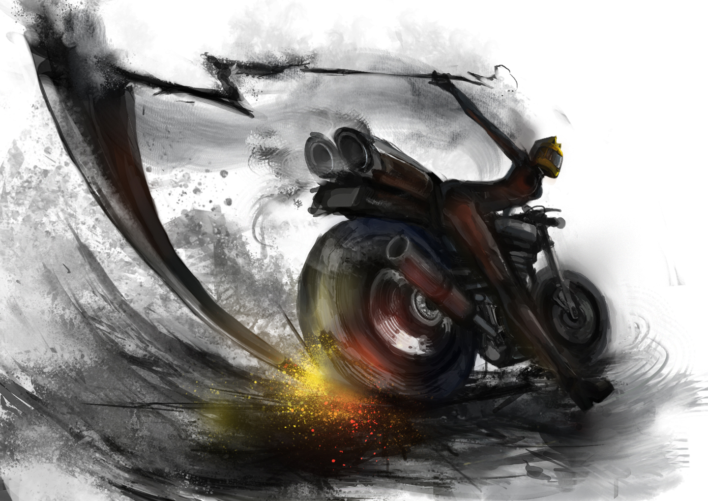 Арт Селти на мотоцикле