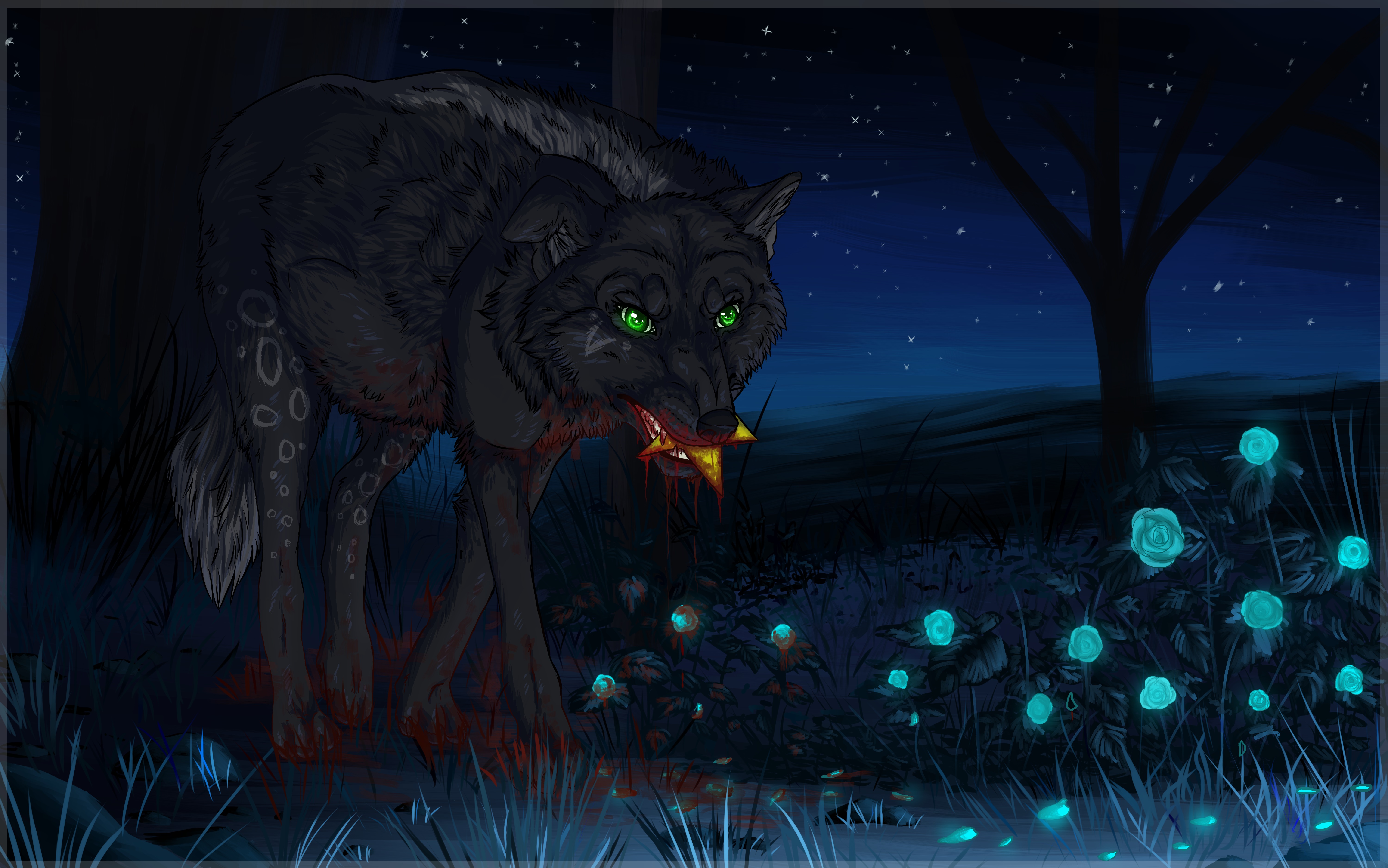 Ночь волков читать. Волк арт. Ночной лес волки.
