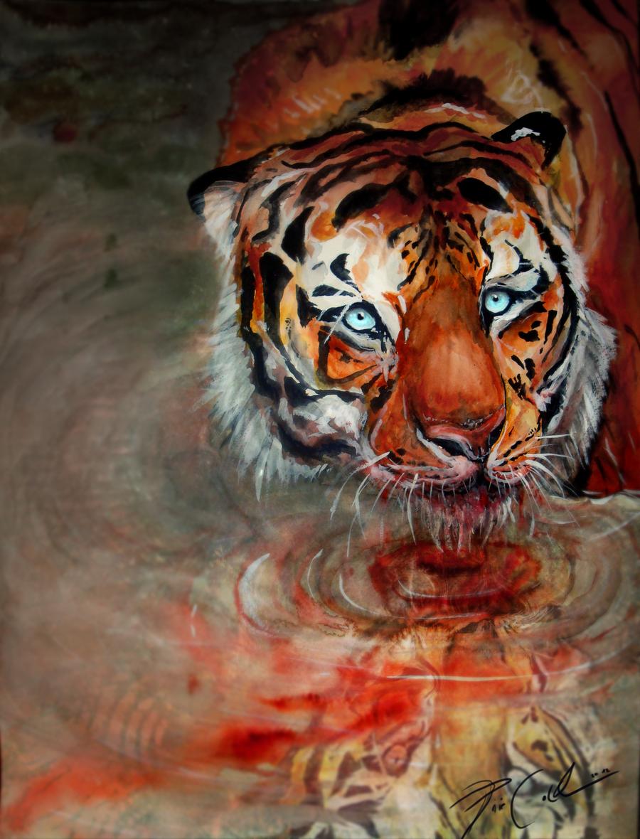 Раненый тигр. Тигр. Крутые картины. Тигрица арт. Тигр рисунок.