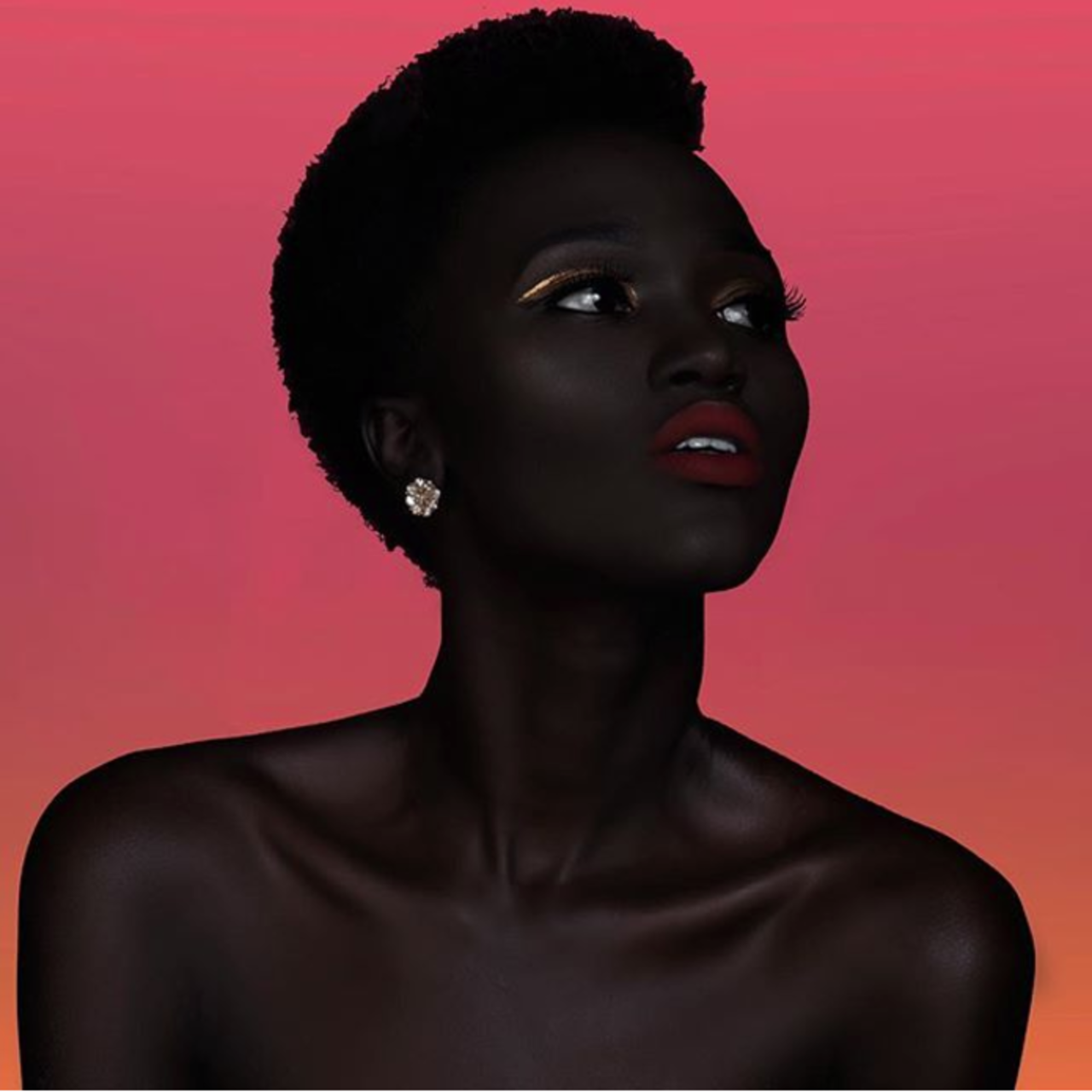 Очень чернокожий. Няким Гатвеч. Королева тьмы - Ньяким Гатвех - модель из Южного Судана. Няким Гатвех - "Королева тьмы" из Южного Судана. Ньяким Гатвеч модель.
