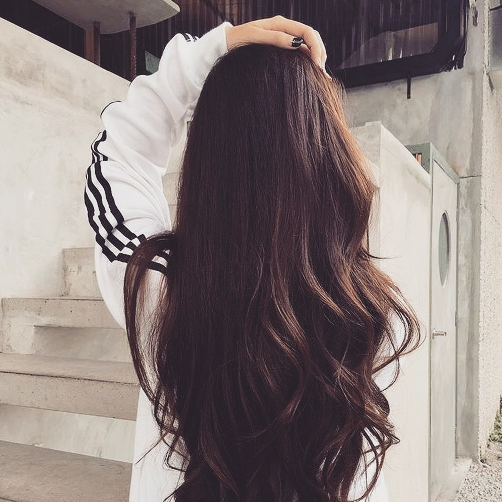 Фото девушки на аву со спины брюнетки с длинными волосами